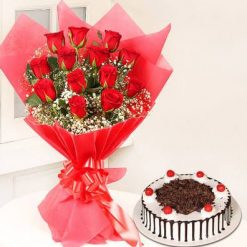 Black Forest Cake 10 Red Roses