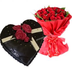 Chocolate Cake with Roses, Heart shape cake design for girlfriend