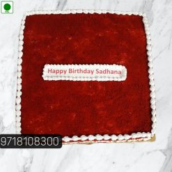 Red Velvet Squire cake, Red velvet square birthday cake