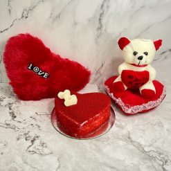 Cake With Love Heart Teddy Bear