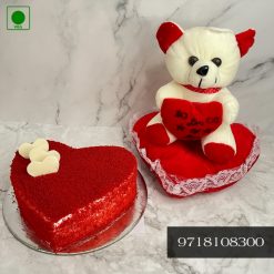 Red velvet Cake With Teddy Bear