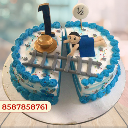 Baby Blue Half To One Cake