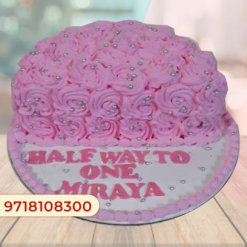 Cute Flowery Half Cake