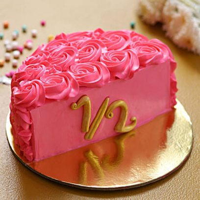 Dreamy Pink Chocolate Half Cake  | half cake | 6 Month Cake