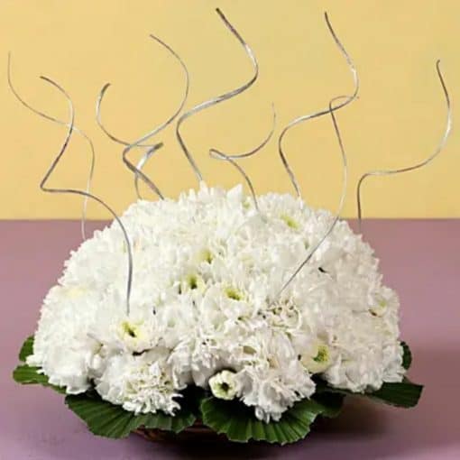 Flawless 25 White Flowers Basket