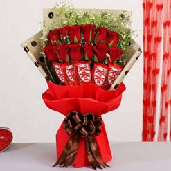 Red Roses Bouquet With Nestle Kitkat Chocolates