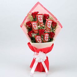 Red Roses Bunch With Nestle Kitkat Chocolates