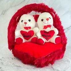 Couple Love Teddy Bears In Basket