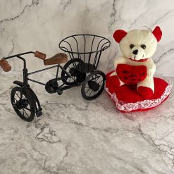 Cycle Shape Flower Vase With Cute Teddy Bear