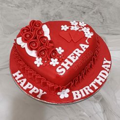 Red Heart Shaped Fondant Cake