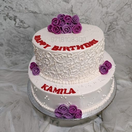 2 Tier Purple Rose Cake, Tier Cake