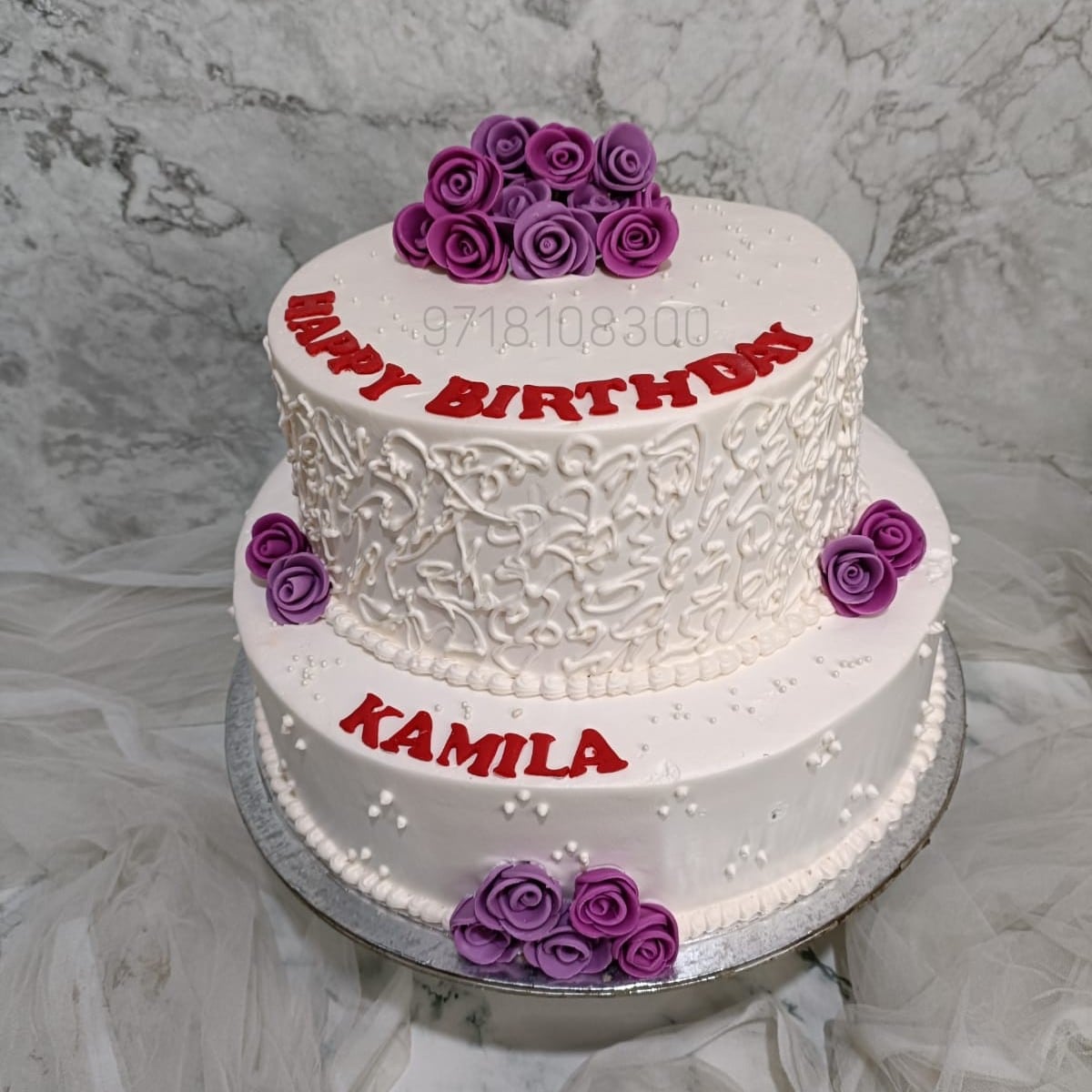 3-tier simply pink with roses - Decorated Cake by - CakesDecor