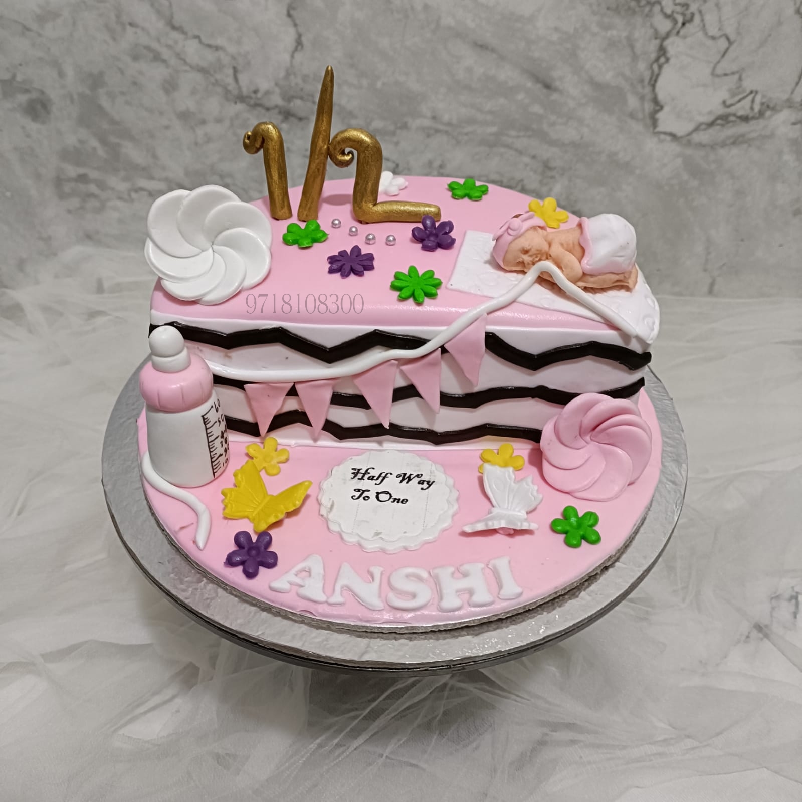 25 Cute Baby Girl First Birthday Cakes : Pastel Layered Birthday Cake