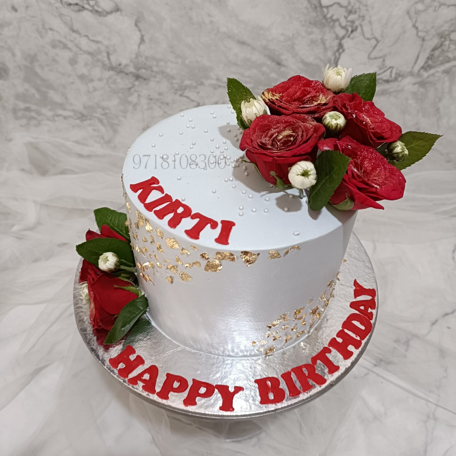 Red Roses Anniversary Fondant Cake- Order Online Red Roses Anniversary  Fondant Cake @ Flavoursguru