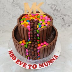 Tempting Chocolate Kitkat Gems Cake