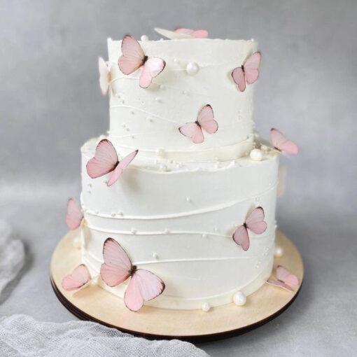 2 Tiered Butterflies Cake