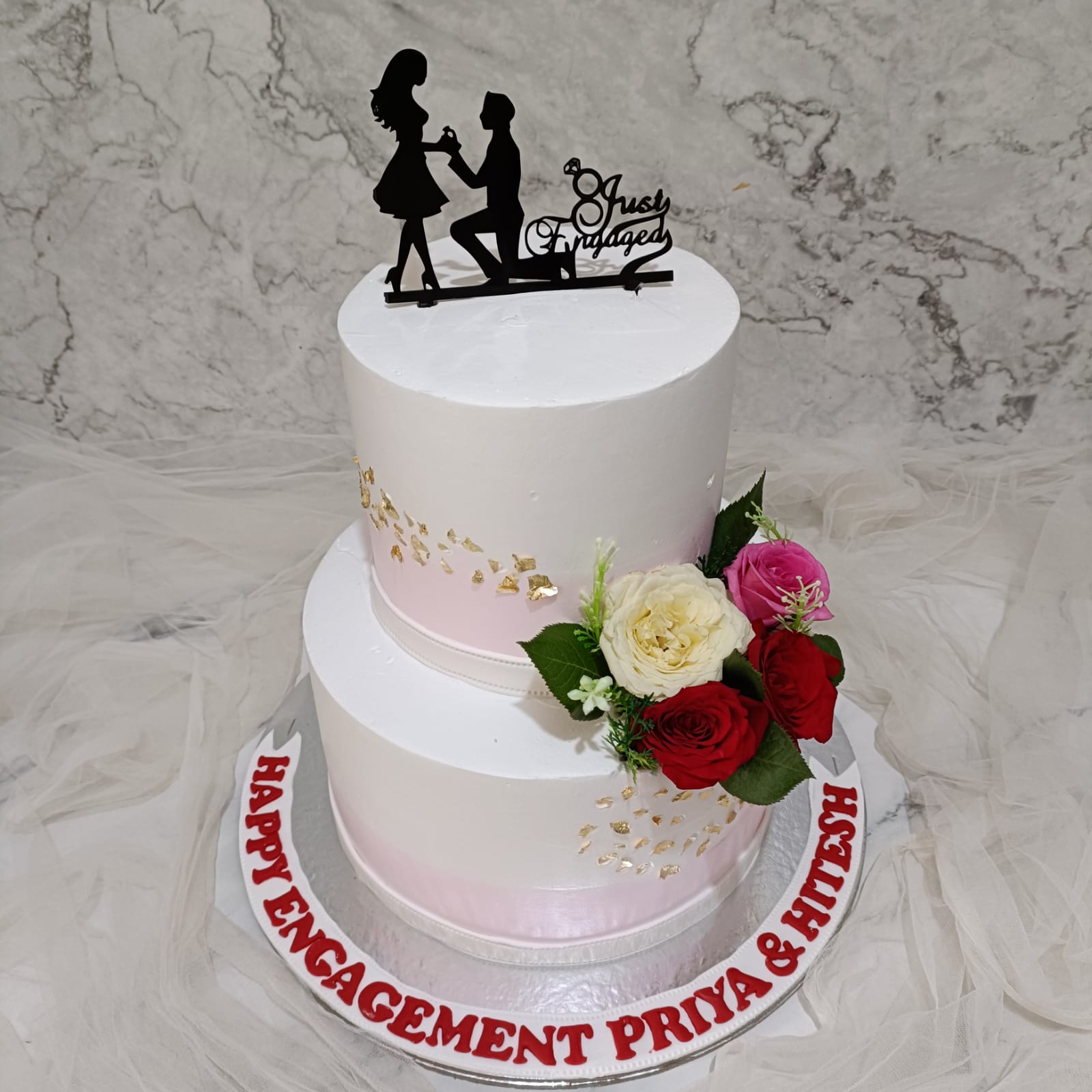 Two Tier Anniversary Theme Designer Cake - Avon Bakers