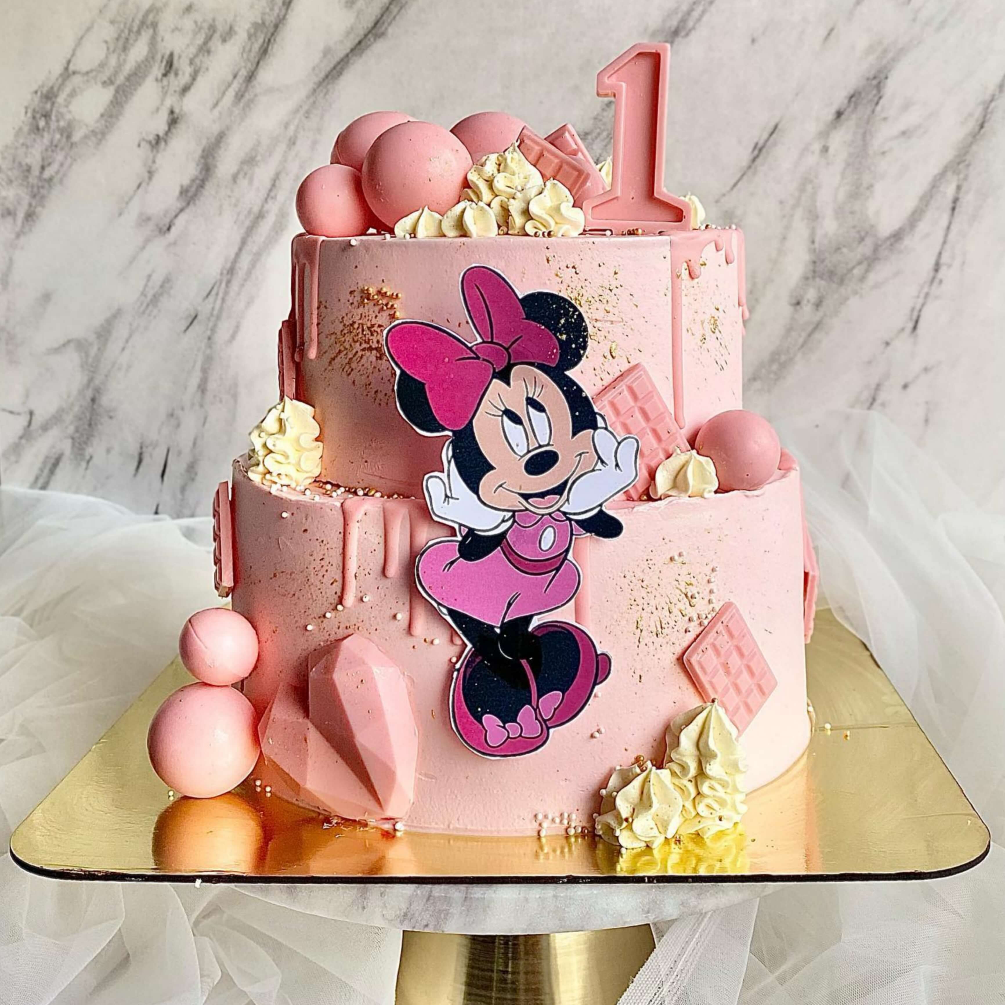 Girls Pink Flower First Birthday Number 1 Cake | Make Bake & Sew