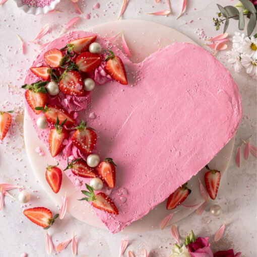 Heart Shape Strawberry Cake