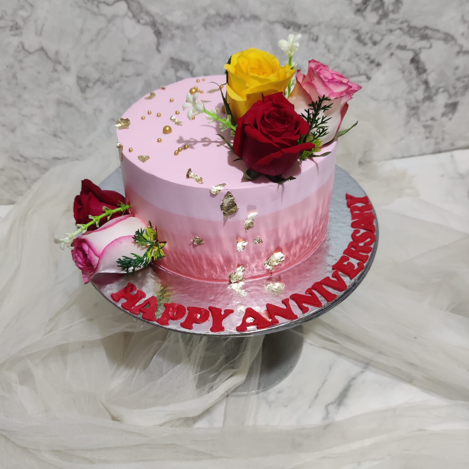happy wedding anniversary cake with name and photo