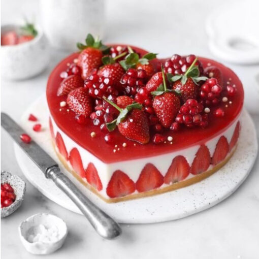 Heart Shaped Strawberry Cake