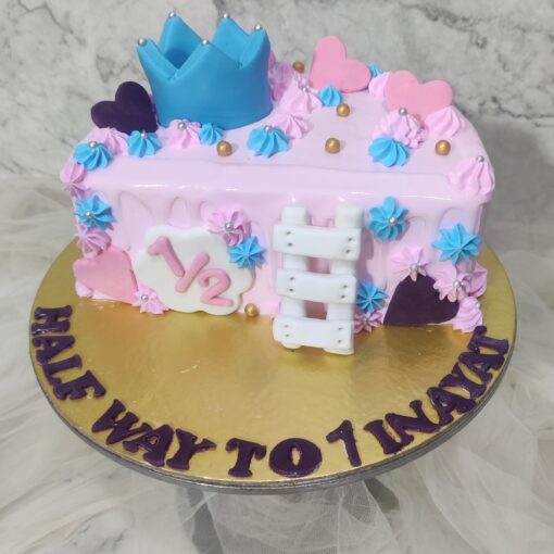 Blue Crown Half Birthday Cake