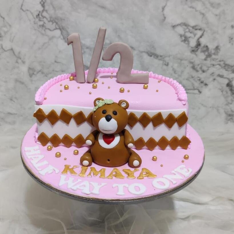 Teddy Half Birthday Cake Yummy Cake