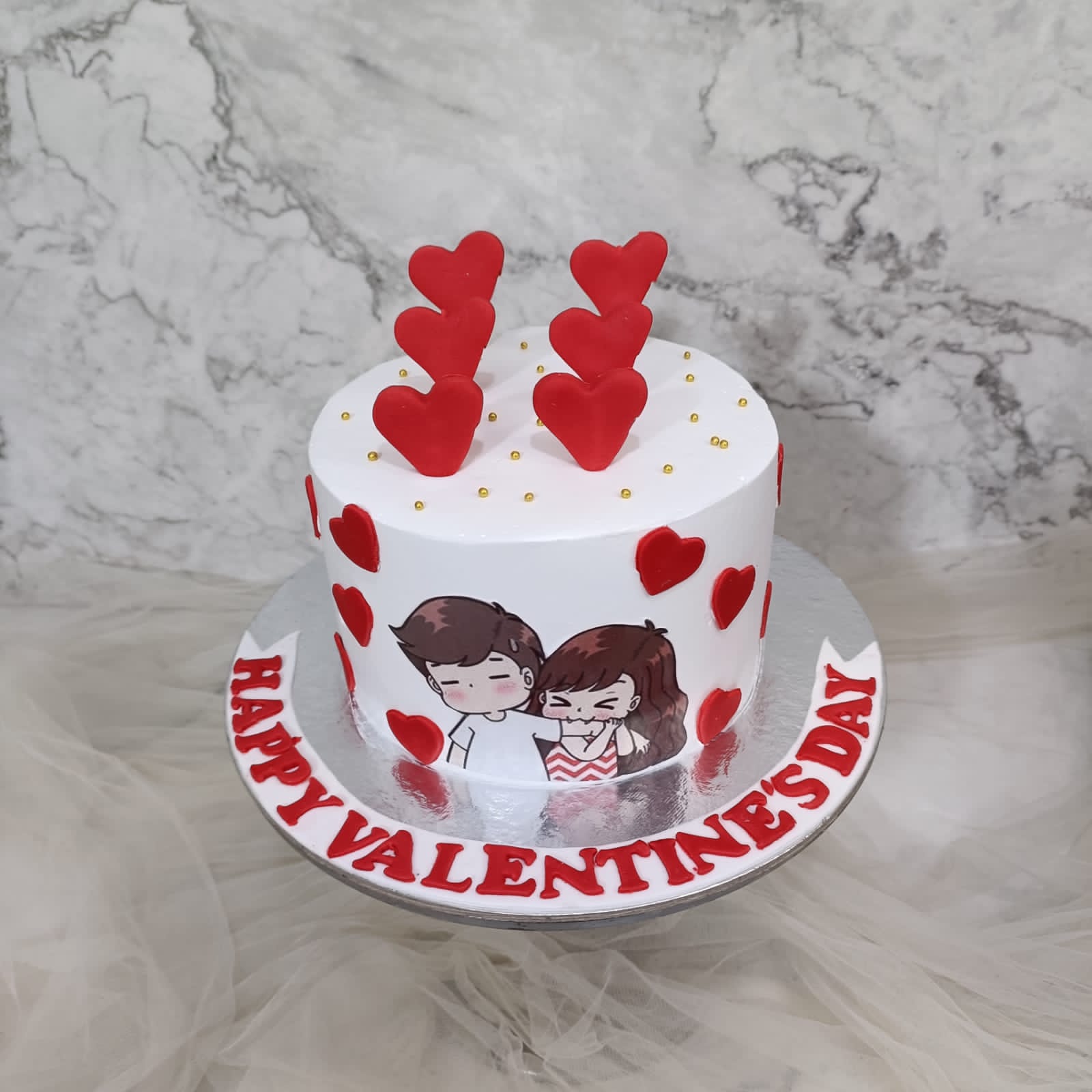 Red Heart Love You Valentine Cake