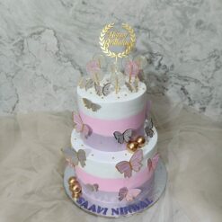 2 Tier Butterfly Birthday  Cake