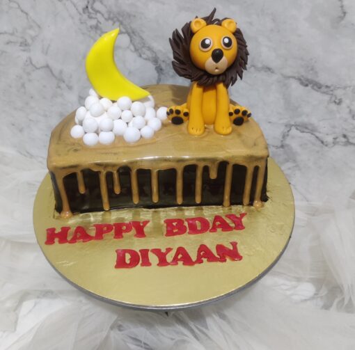 Lion Theme Half Birthday Cake