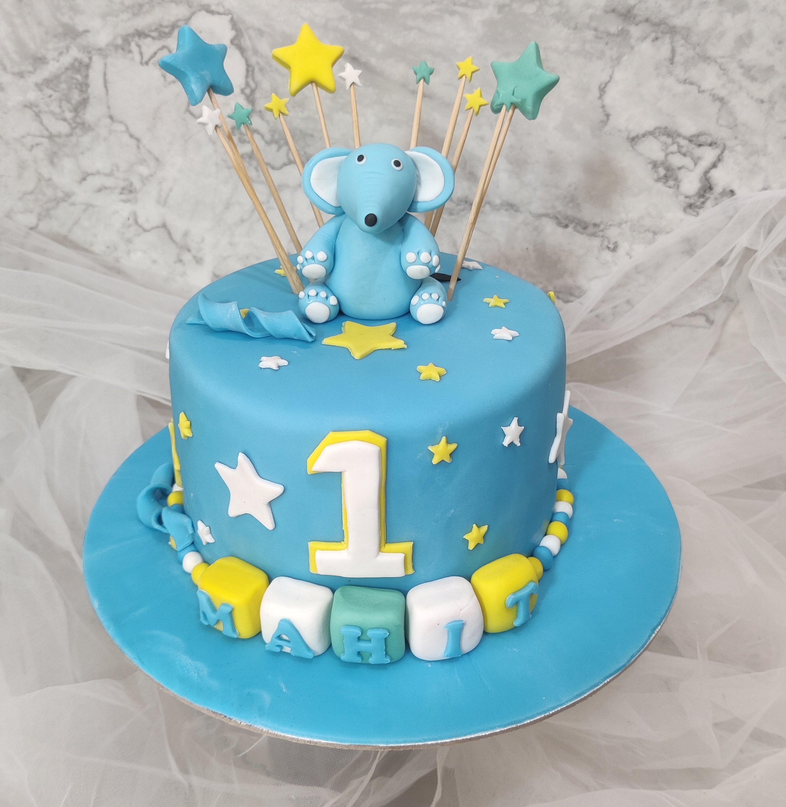 1st Birthday Elephant Theme Cake Yummy Cake