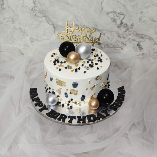 Black and Gold Balls Cake