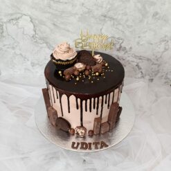 Chocolate Drip Cake with Cupcake