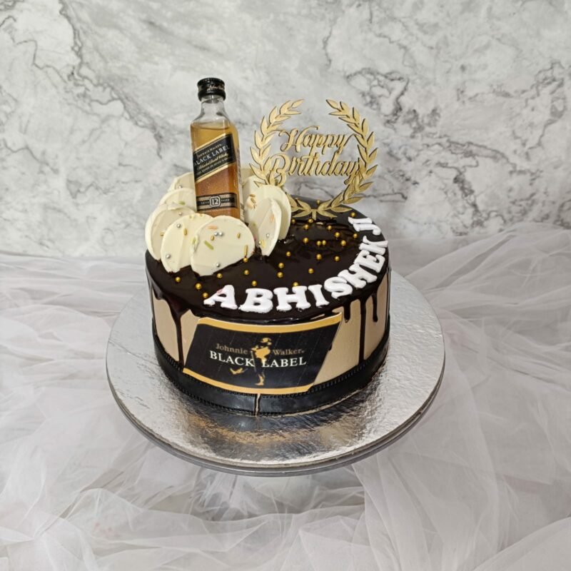Cake with Black Label Bottle