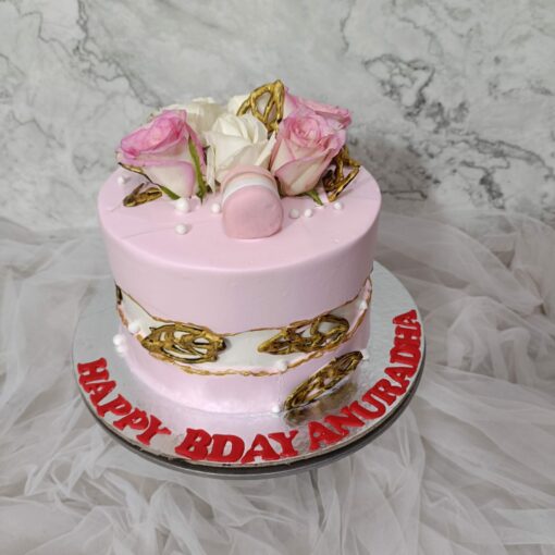 Floral Golden Pearls Cake
