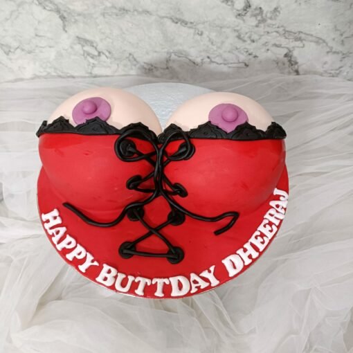 Red Bra Boobs Cake | Boobs Cake