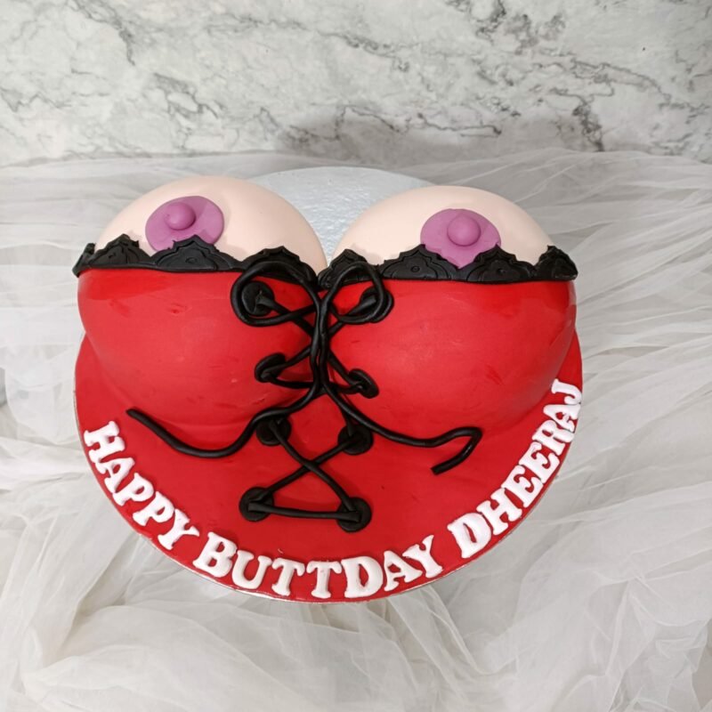 Red Bra Boobs Cake